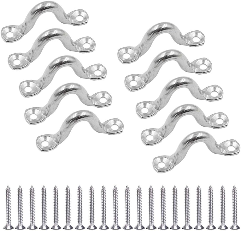10Pcs M8 316 Stainless Steel Bimini Boat Top PAD Eye, Eye Straps, Tie Down, Kayak Deck Loops, Tie Down Anchor Point, Footman's Loop for Kayak Canoe Rigging