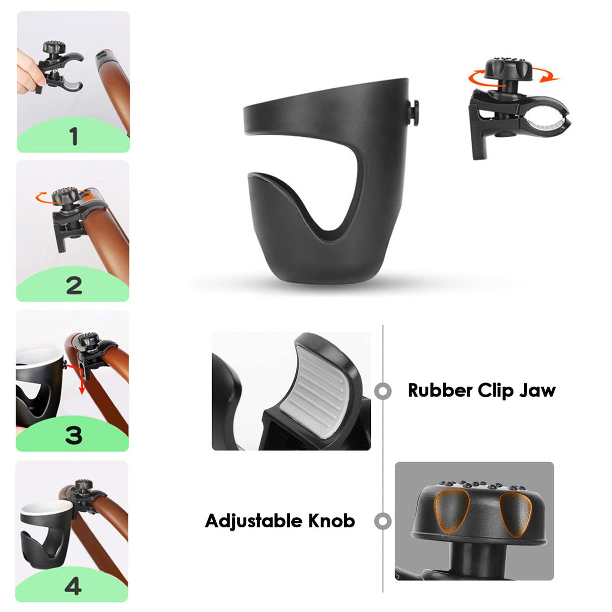 Boat Drink Holder 360 Degree Adjustable Rotation Clamp Universal Cup Holder for Boat Railing