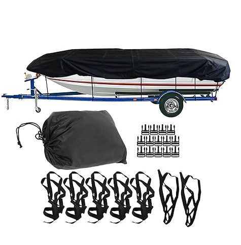 Square Boat Cover, 21-24FT (750cm x 360cm), Trailerable, Marine Grade 210D grey