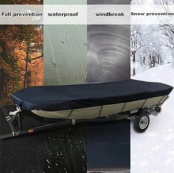 Square Boat Cover, 21-24FT (750cm x 360cm), Trailerable, Marine Grade 210D grey