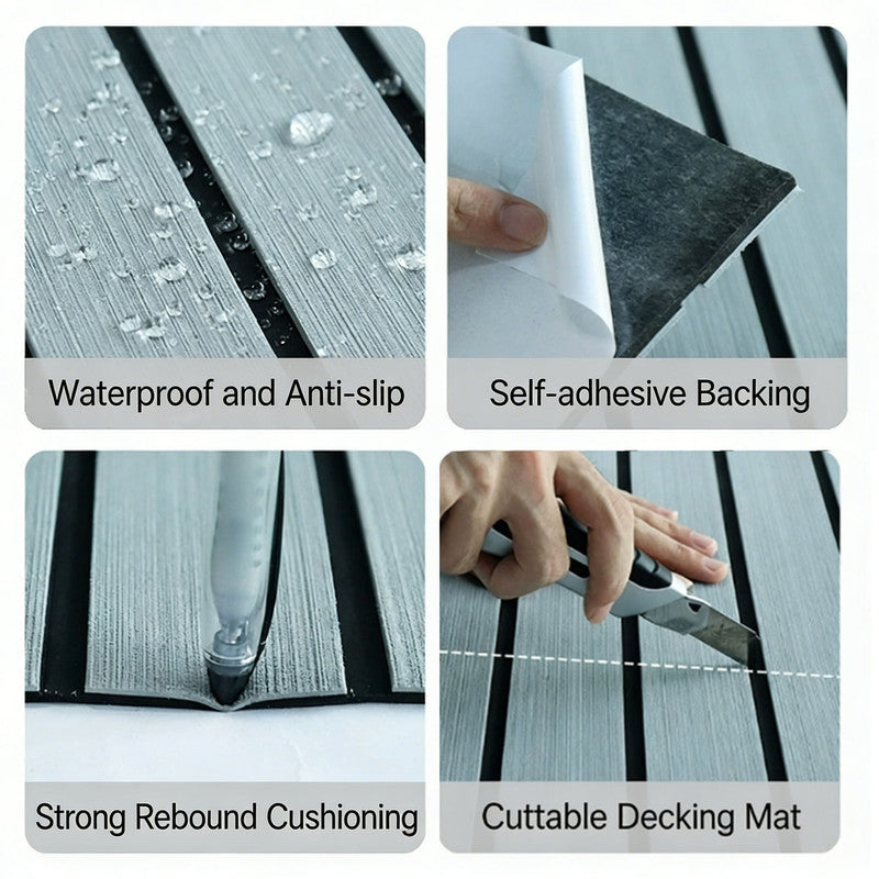EVA Foam Boat Flooring Mat Decking Sheet 240*45*0.6cm Light Grey