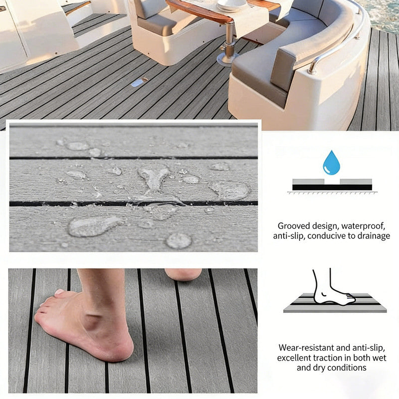 EVA Foam Boat Flooring Mat Decking Sheet 240*45*0.6cm Light Grey