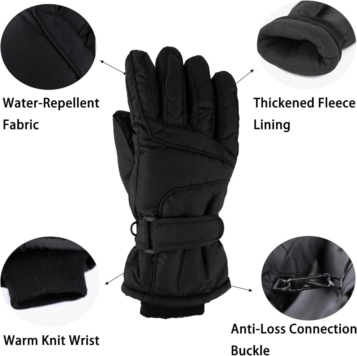 Gloves - Winter Ski Gloves - Warm Gloves - Non-slip Thick - Waterproof - Suitable for Cold Weather - Cycling Gloves - Size S/M