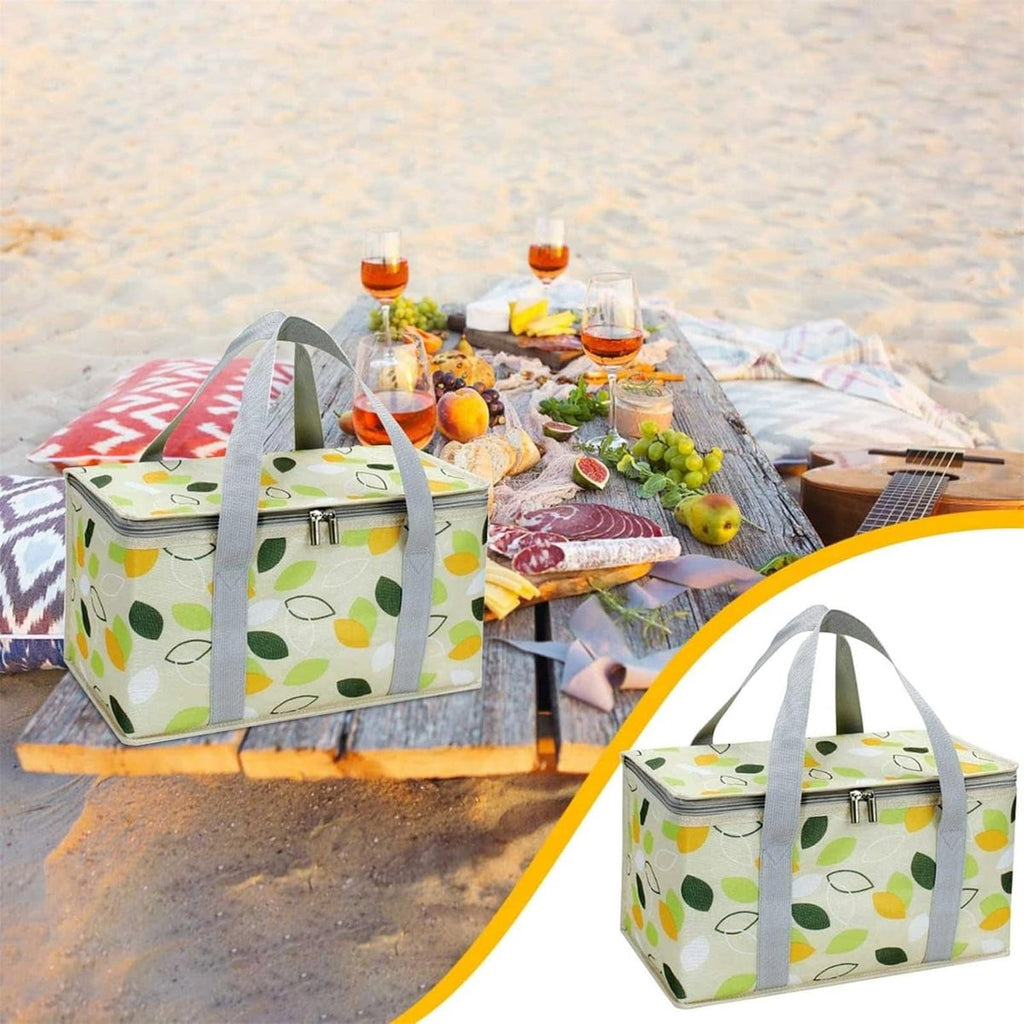 Large Cooler Bag - Picnic Cooler Bag, Lunch Bag - Lined - Keep Warm or Cold - Insulated Cooler Bag for Camping, BBQ, Home, Car & Outdoor Activities