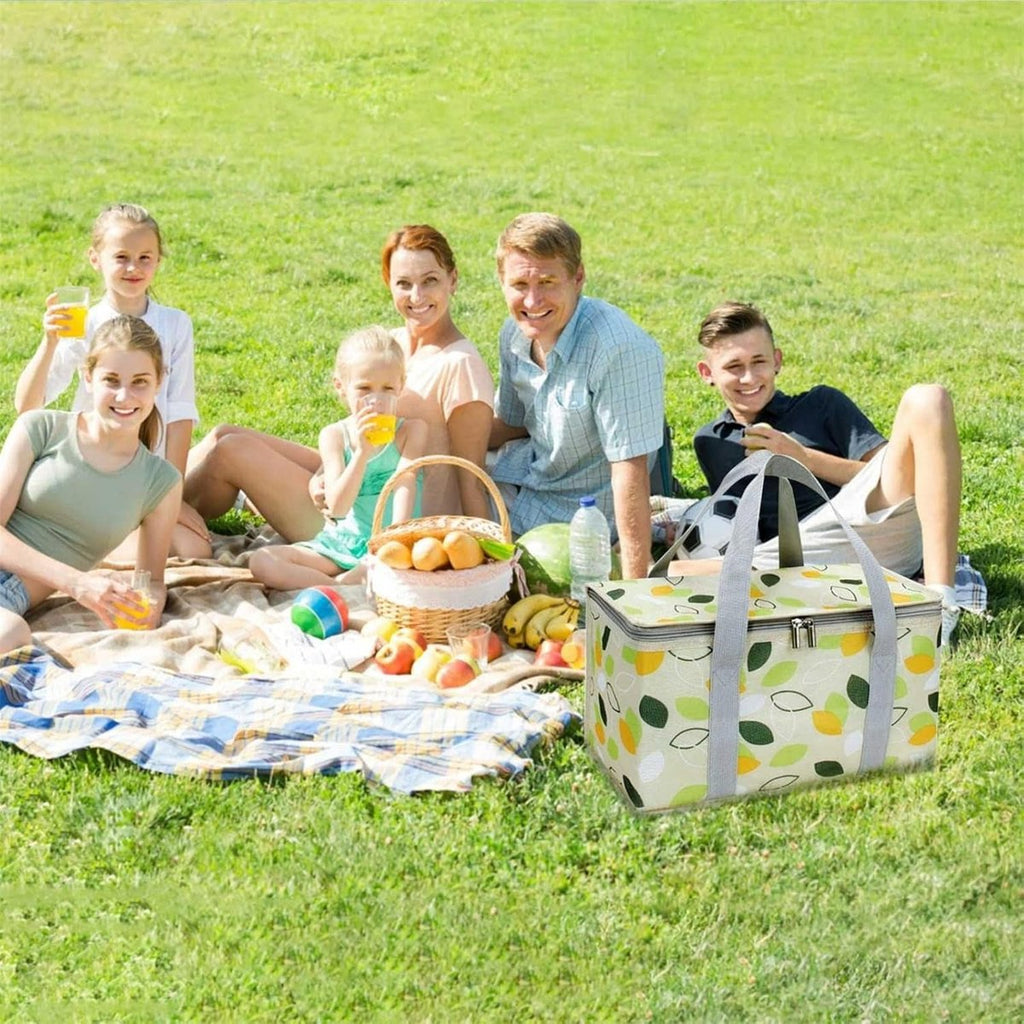 Large Cooler Bag - Picnic Cooler Bag, Lunch Bag - Lined - Keep Warm or Cold - Insulated Cooler Bag for Camping, BBQ, Home, Car & Outdoor Activities