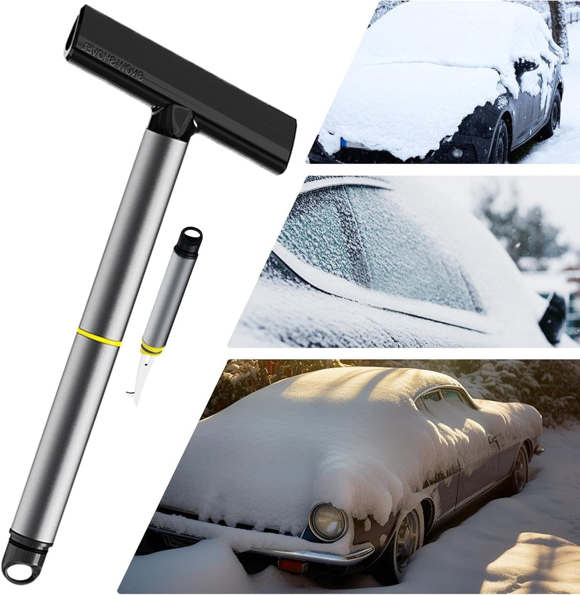 Car Snow Removal Tools - Snow Plows - Car Snow Shovels - Car Wiper Blades - Windshield and Window Cleaning Tools - Handy for Clearing Snow from Home and Vehicle.