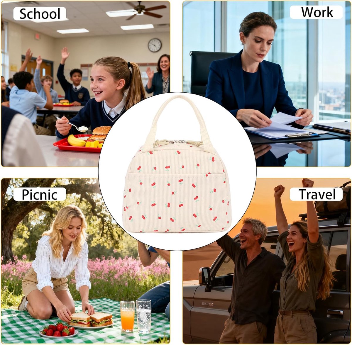 Cooler Bags - Lunch Bag - Handle Strap - Cooler Bag - Lunch Bag - Insulated Cooler Bag - Picnic Bag - 25.5*21*17cm - Suitable for work, office, travel and picnics（Purple）