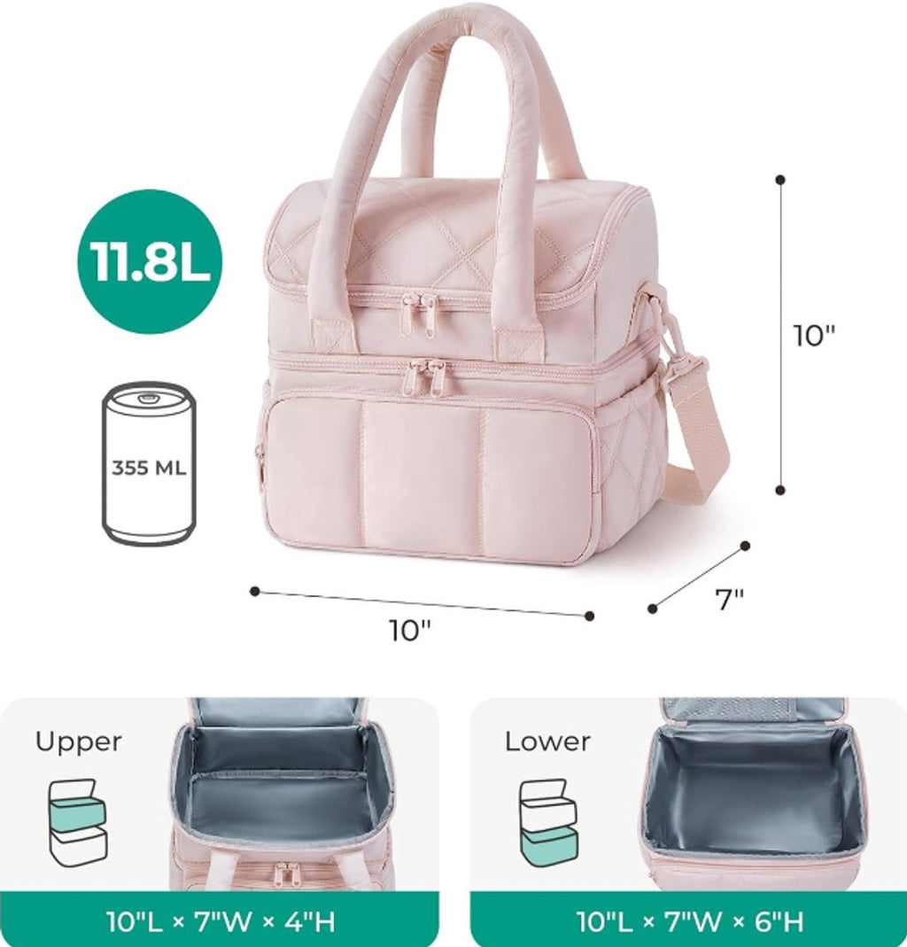 Cooler Bags - Lunch Bag - Handle Strap - Cooler Bag - Lunch Bag - Insulated Cooler Bag - Picnic Bag - Suitable for work, office, travel and picnics（Beige）