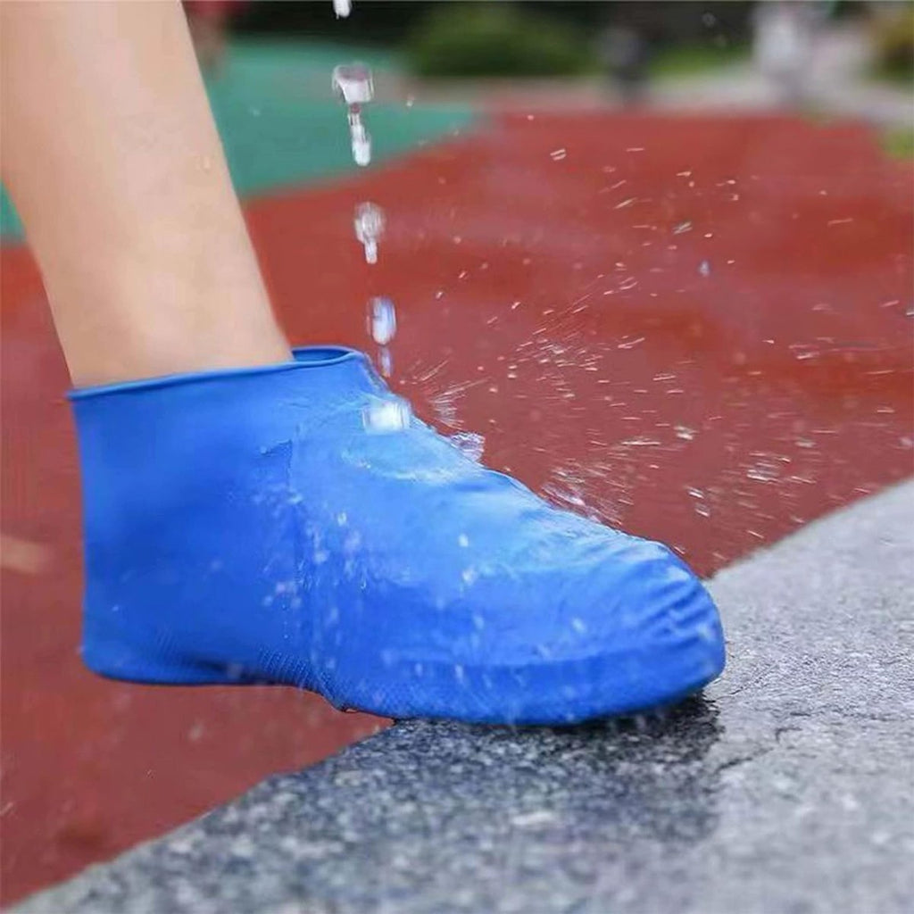 Overshoes - 1 Pair - Waterproof Silicone Overshoes - Reusable, Non-slip, Suitable for Outdoor Activities (Blue - Size L)