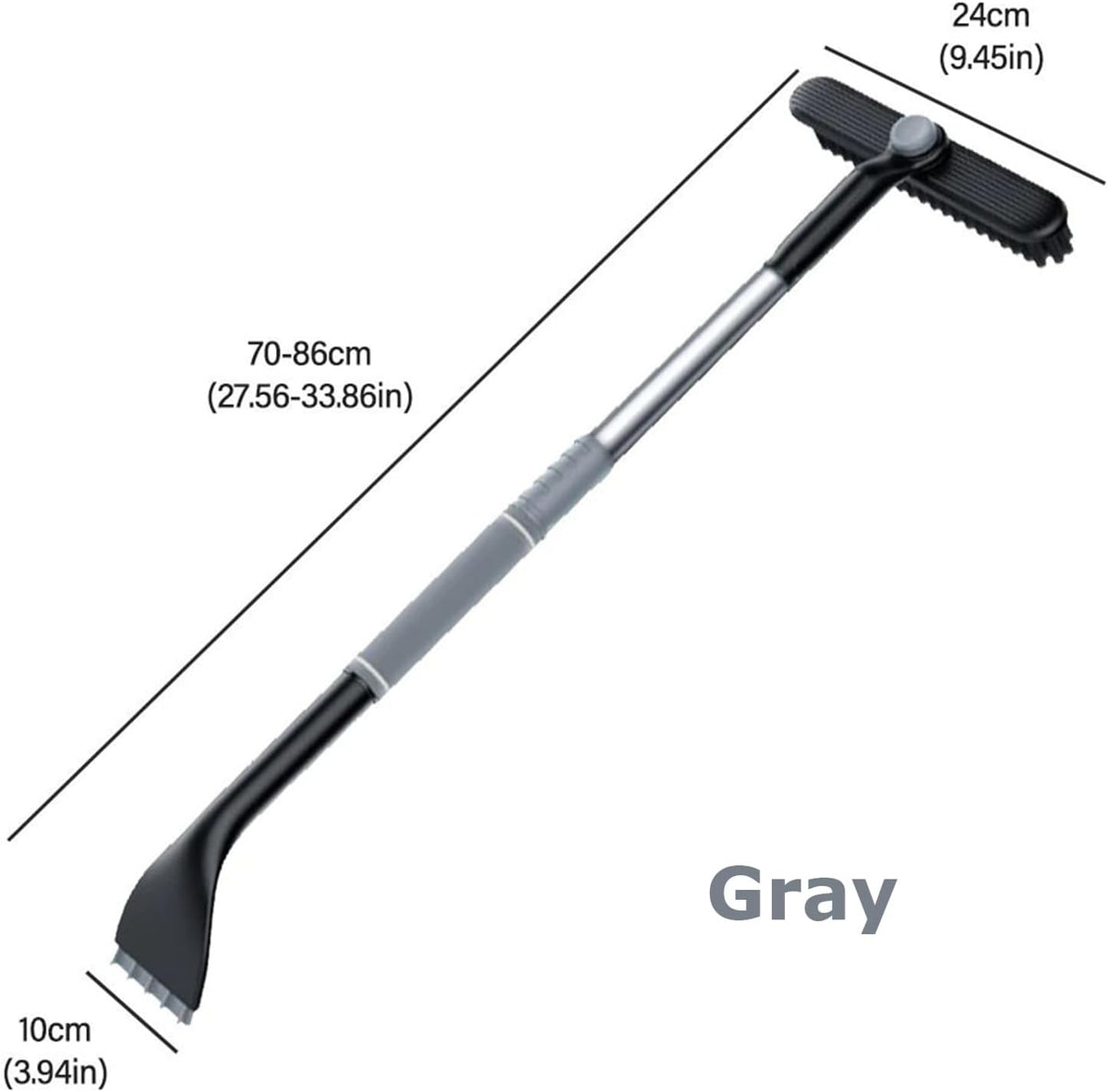3-in-1 Snow Brush and Ice Scraper for Car Windows - Extendable Snow Remover - 360° Rotating Snow Brush and Ice Scraper with Long Handle (Gray)