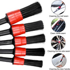 5-Piece Car Cleaning Brush Set - Car Detailing Brush Set - For cleaning rims - Dashboard - Interior - Exterior - Leather - Air vent logos