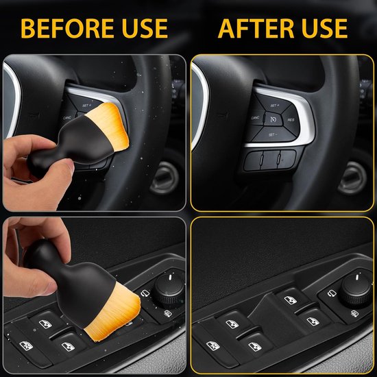 2-Pack Car Interior Cleaning Brushes - Auto Detailing and Dusting Brushes - Soft Bristles for Cleaning Car Interiors - Suitable for Dashboard, Interior, Exterior, Sunroof, Leather, Dusting Brush - Brown