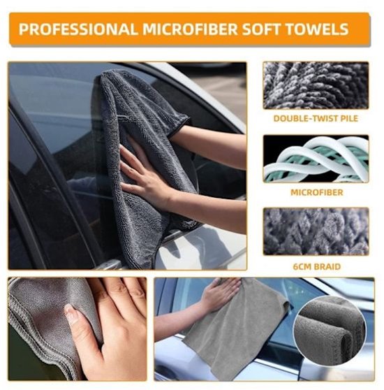 10-piece car wash & polishing set - car wash brushes - car wash tool set - professional accessories with brushes & microfiber cloths - including storage box
