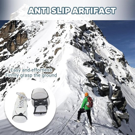 Non-slip snow boots - Set of two - Safe walking on icy and snowy surfaces - Suitable for size L (40-48) - Non-slip spikes - Suitable for winter walking, hiking, jogging, strolling and mountaineering