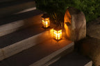 Waterproof outdoor solar lamp with candle flame effect, energy saving, warm white LED for patio, garden, lawn, terrace, tent, tree and garden - 2-pack