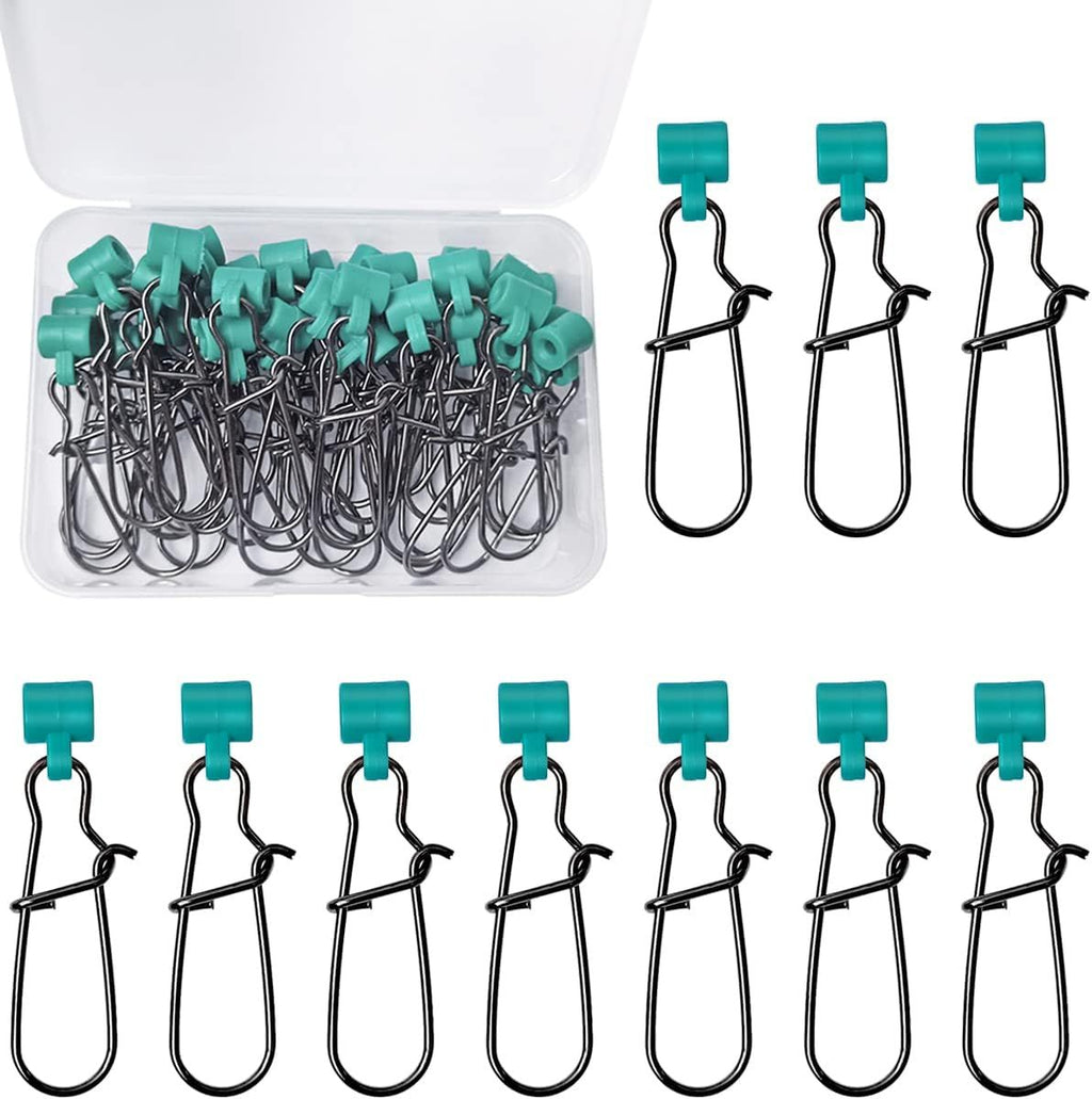 40 Pieces Stainless Steel Fishing Sinker Slides with Duo Lock Snaps, Heavy Duty Slider Swivels for Catfish Rigs and Tackle, Green