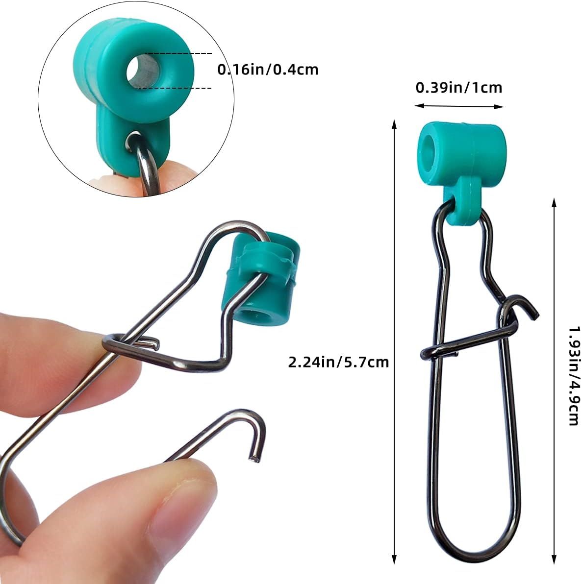 40 Pieces Stainless Steel Fishing Sinker Slides with Duo Lock Snaps, Heavy Duty Slider Swivels for Catfish Rigs and Tackle, Green