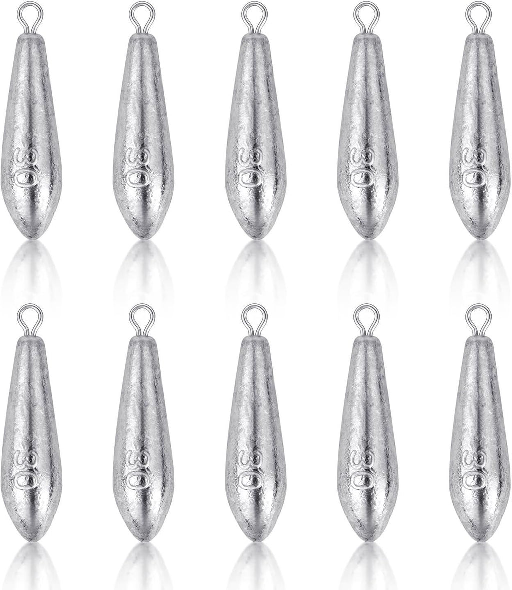 10 Pack Drop Shot Fishing Weights, Lead Bottom Sinkers for Bass Fishing Rigs, Soft Plastics, Freshwater Lures and Tackle Boxes