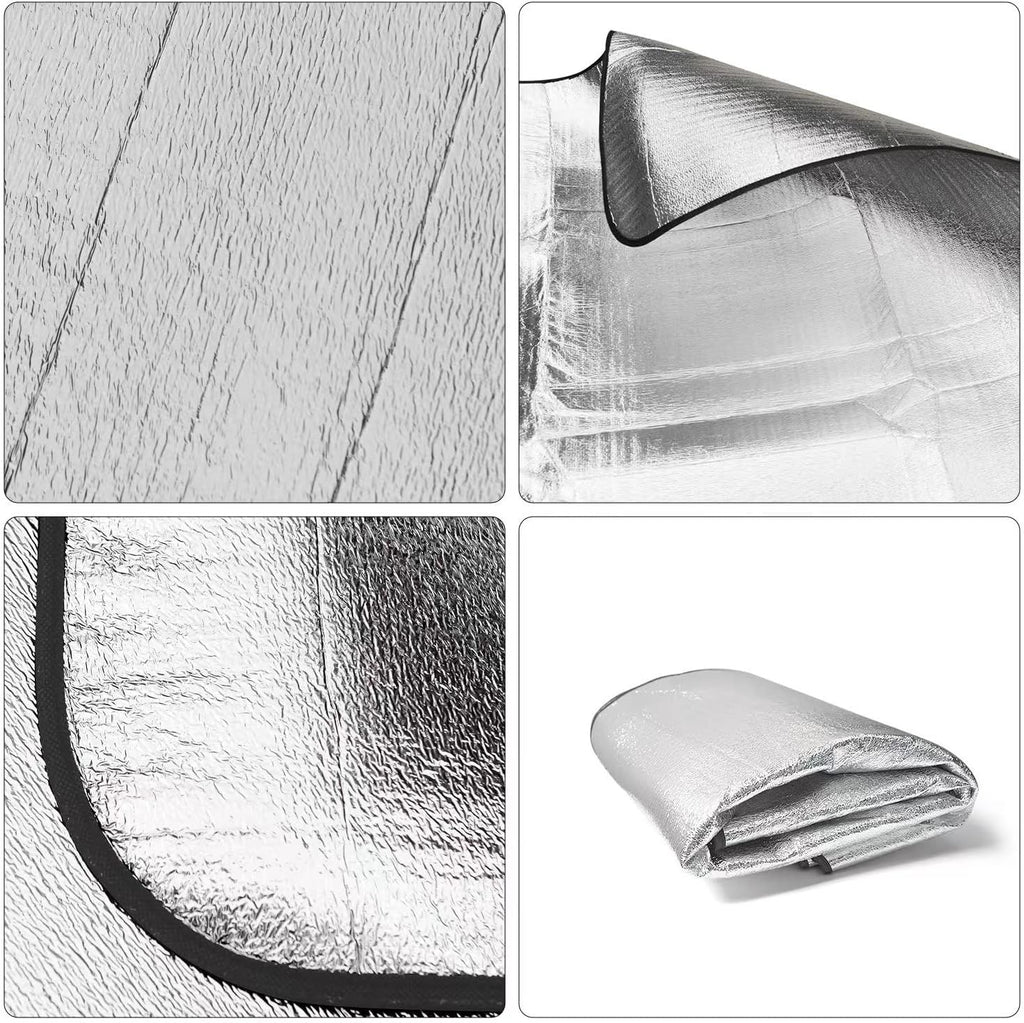 Double Sided Aluminium Foil Foam Camping Mat, Waterproof Insulated Ground Sheet for Tents, Beach, Picnics and Outdoor Sleeping, 195 x 195 cm