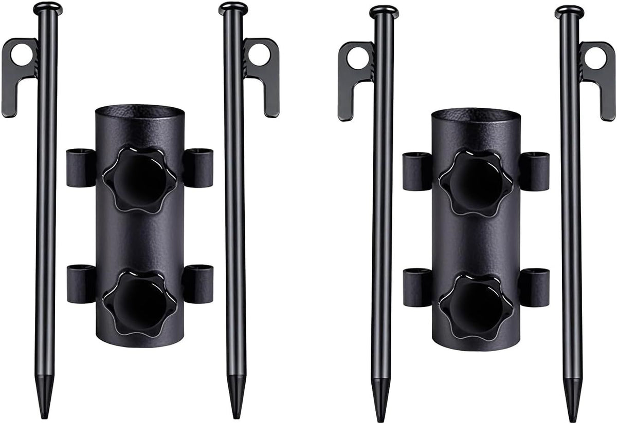 2 Pack Camping Tent Pole Holders with Ground Nails, Fixed Tube Stands for Tent Poles, Fishing Shelters, Hiking and Outdoor Camping