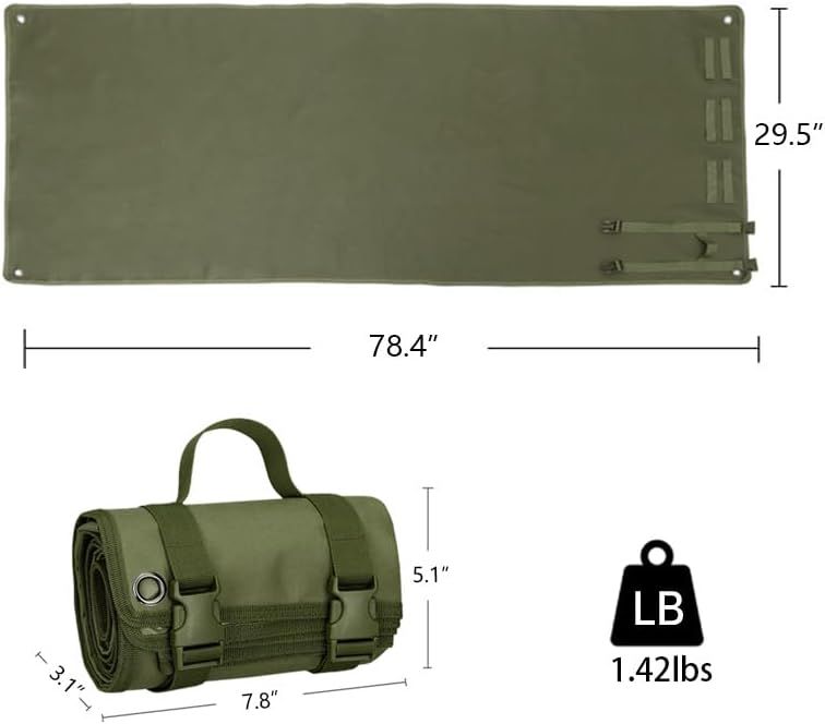 Waterproof Tactical Shooting Mat, Anti Slip Folding Pad with Carry Strap for Camping, Hunting, Picnics and Outdoor Training, Army Green