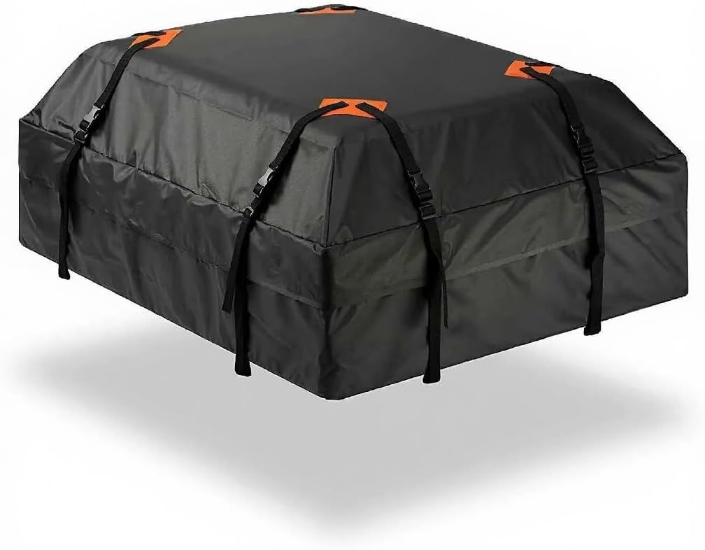 Soft Roof Top Cargo Bag with Anti Slip Mat, Waterproof Car Roof Storage Carrier for Bare Roofs and Roof Racks, Black, 112 x 87 x 44 cm