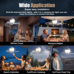 Rechargeable Camping Fan with Light and Remote, Portable Hanging Tent Fan with 3 Speeds, 3 Light Modes and Timer for Travel and Outdoors