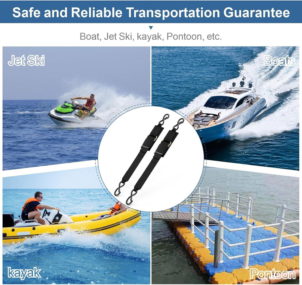 2 Pack Boat Tie Down Straps, Adjustable Anti Corrosion Transom Straps for Boats, Jet Skis, Kayaks and Pontoons, 548 kg, 5.1 x 121.9 cm