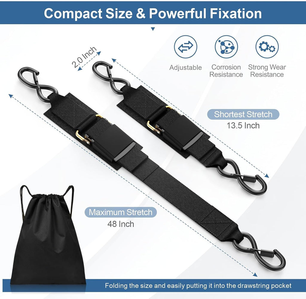 2 Pack Boat Tie Down Straps, Adjustable Anti Corrosion Transom Straps for Boats, Jet Skis, Kayaks and Pontoons, 548 kg, 5.1 x 121.9 cm