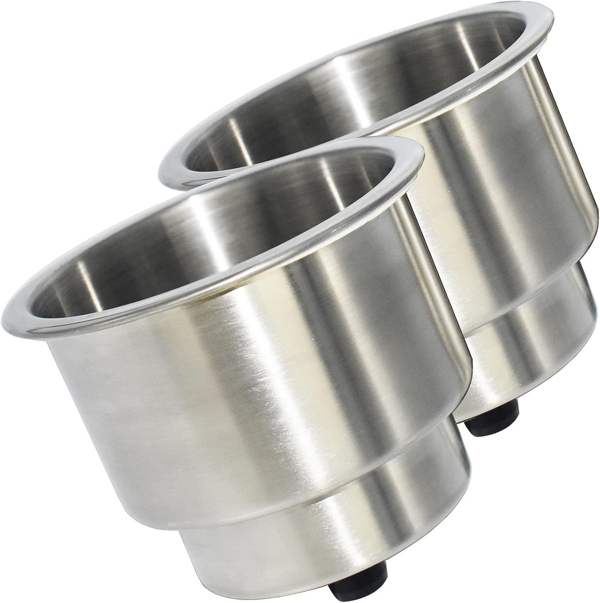 2 Pack Stainless Steel Boat Drink Holders with Drain, Recessed Marine Cup Holders for Boats, RVs, Campers, Pontoon Seats and Cabinets