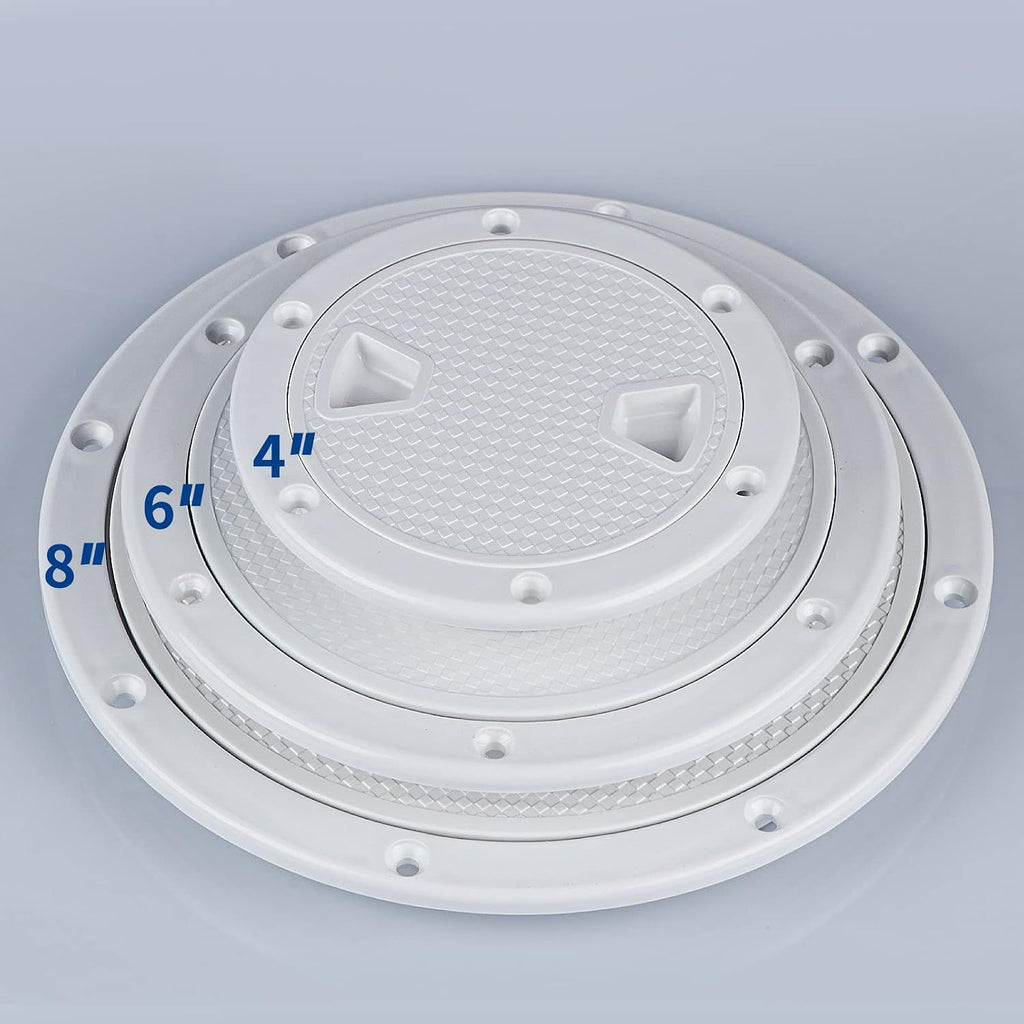 Round Marine Inspection Hatch with Detachable Non Slip Cover, Boat Deck Access Port for Yachts, Kayaks and Storage, White, 15.2 cm