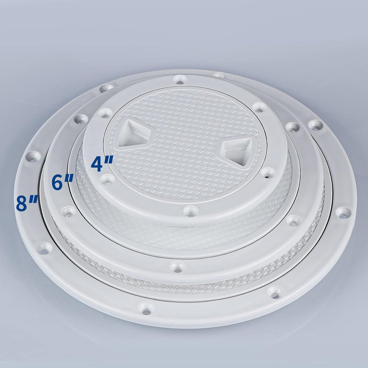 Round Marine Inspection Hatch with Detachable Non Slip Cover, Boat Deck Access Port for Yachts, Kayaks and Storage, White, 15.2 cm