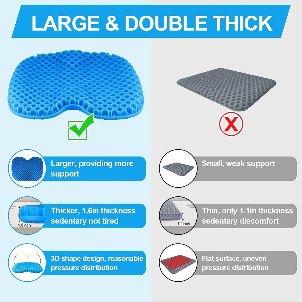 Anti Slip Gel Kayak Seat Cushion with Waterproof Cover, Thick Canoe and Boat Seat Pad for Paddling, Fishing and Outdoor Comfort, Blue