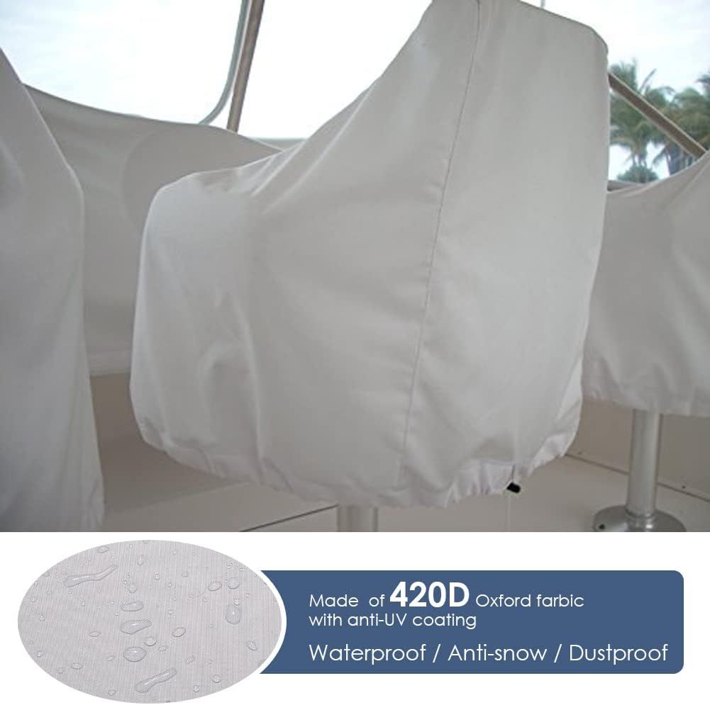 Waterproof Boat Captain Seat Cover, Weather Resistant Protective Cover for Pedestal and Pontoon Helm Chairs, Silver, 65 x 65 x 120 cm