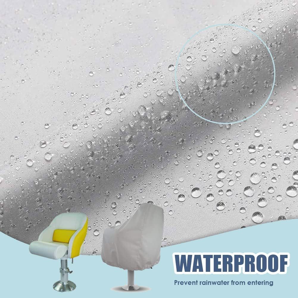 Waterproof Boat Captain Seat Cover, Weather Resistant Protective Cover for Pedestal and Pontoon Helm Chairs, Silver, 65 x 65 x 120 cm