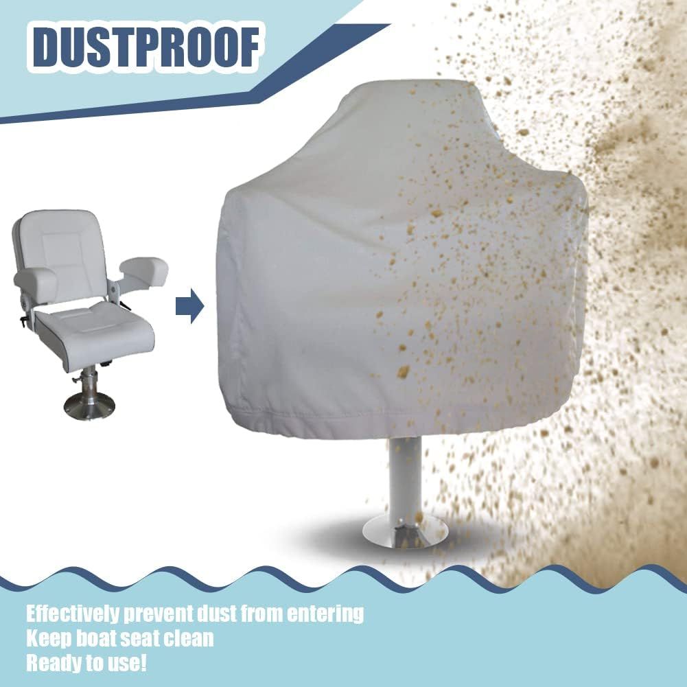Waterproof Boat Captain Seat Cover, Weather Resistant Protective Cover for Pedestal and Pontoon Helm Chairs, Silver, 65 x 65 x 120 cm