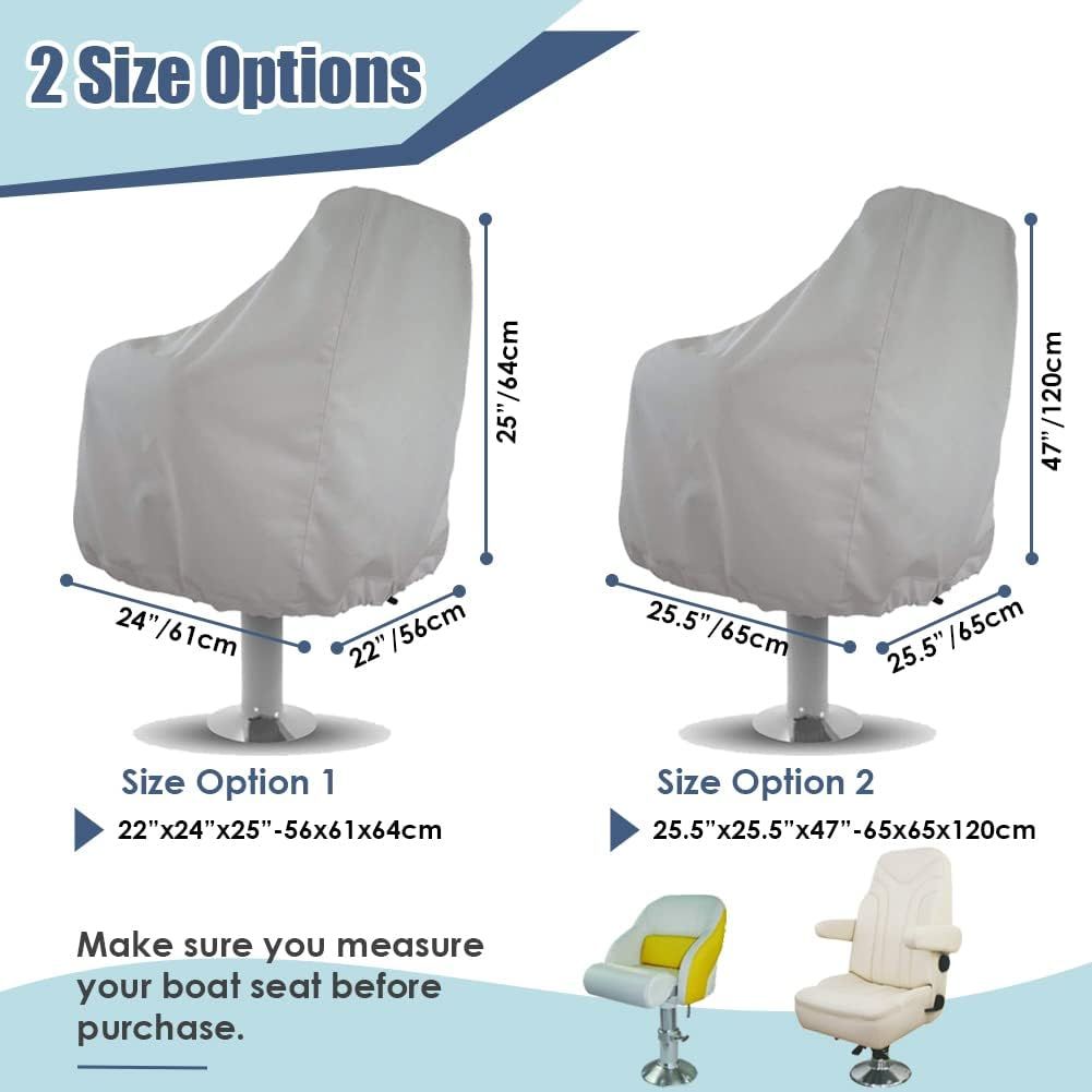 Waterproof Boat Captain Seat Cover, Weather Resistant Protective Cover for Pedestal and Pontoon Helm Chairs, Silver, 65 x 65 x 120 cm