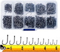 300 Piece High Carbon Steel Barbed Fishing Hook Set, Assorted Hooks with Eyes in 10 Sizes for Freshwater, Saltwater and Tackle Boxes