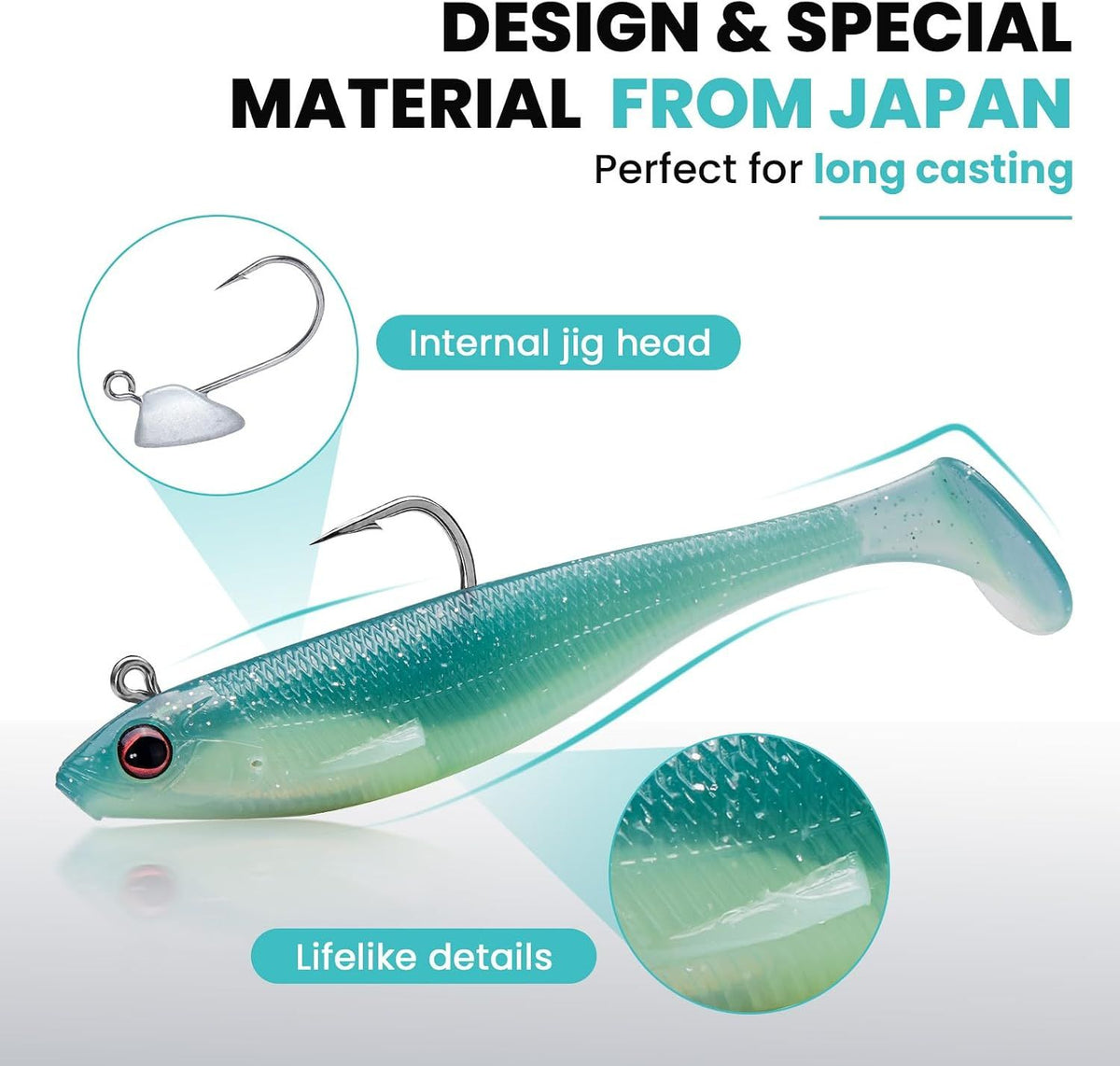 Pre Rigged Soft Swimbait Fishing Lures with Hooks, Sinking Vibration Baits for Bass, Trout, Crappie, Walleye and Freshwater Fishing