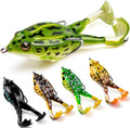 5 Pack Topwater Prop Frog Lures, Realistic Floating Soft Swimbaits with Weedless Hooks for Bass, Trout and Freshwater or Saltwater Fishing
