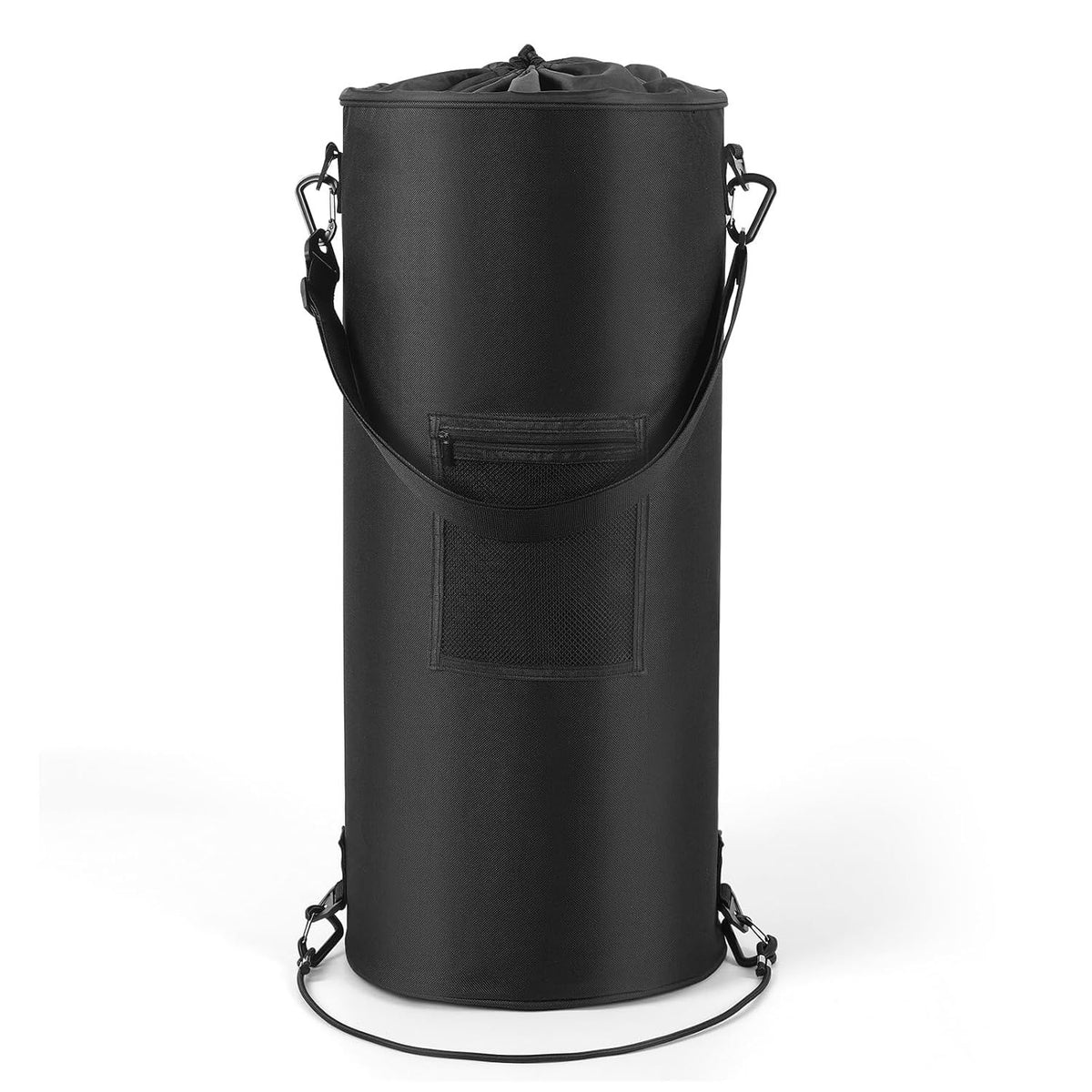 13 Gallon (49L) Waterproof Marine Trash Bag Holder with 6 Clips and Pocket, Reusable Waste Bin for Boat, Fishing, Sandbars & Camping, Black