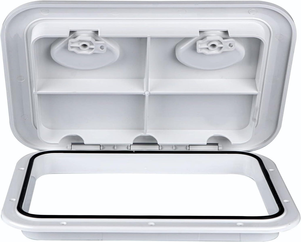 Rectangular Marine Deck Access Hatch with Lid, Boat Storage Inspection Hatch for Yachts, Kayaks and Compartments, White, 44 x 31.5 cm