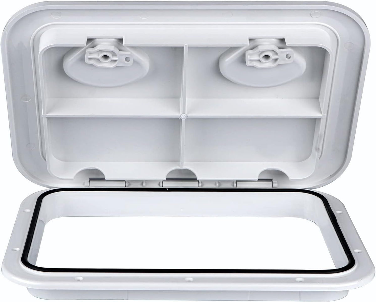 Rectangular Marine Deck Access Hatch with Lid, Boat Storage Inspection Hatch for Yachts, Kayaks and Compartments, White, 44 x 31.5 cm