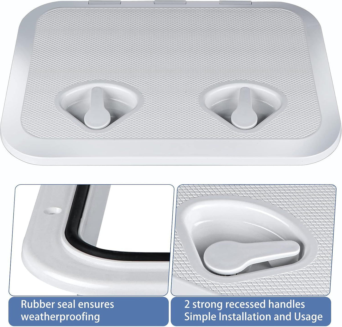 Rectangular Marine Deck Access Hatch with Lid, Boat Storage Inspection Hatch for Yachts, Kayaks and Compartments, White, 44 x 31.5 cm
