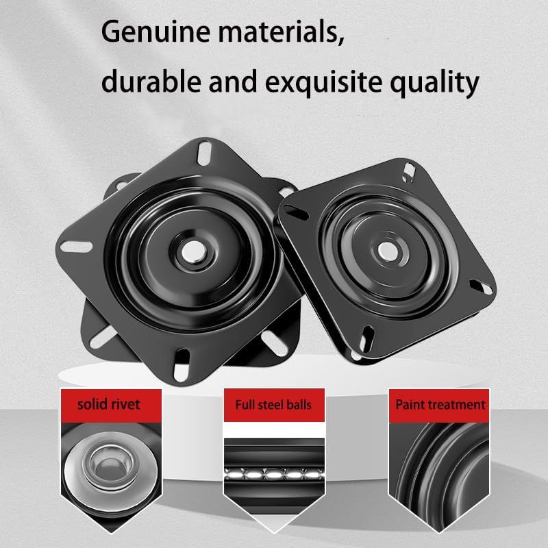 2 Pack 360 Degree Boat Seat Swivel Bases, Heavy Duty Flat Marine Pedestal Mount Replacements for Fishing Boats and Pontoons, Black, 15.2 cm