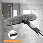 2-in-1 Window Squeegee Cleaning Kit with 10-Section Extension Pole, Rotating Head and 2 Scrubbers for Indoor, Outdoor and Car Glass, Black and Grey