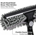 2-in-1 Window Squeegee Cleaning Kit with 10-Section Extension Pole, Rotating Head and 2 Scrubbers for Indoor, Outdoor and Car Glass, Black and Grey