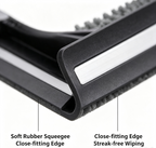 2-in-1 Window Squeegee Cleaning Kit with 10-Section Extension Pole, Rotating Head and 2 Scrubbers for Indoor, Outdoor and Car Glass, Black and Grey