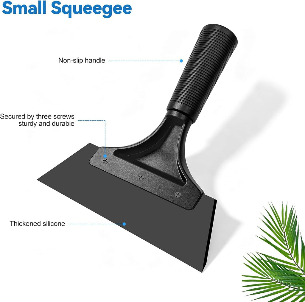 Small Squeegee, Window Tint Squeegee with Rubber Blade, Mini Squeegee with Non-Slip for Car, Shower Door, Mirror, Window, Black, 13 cm