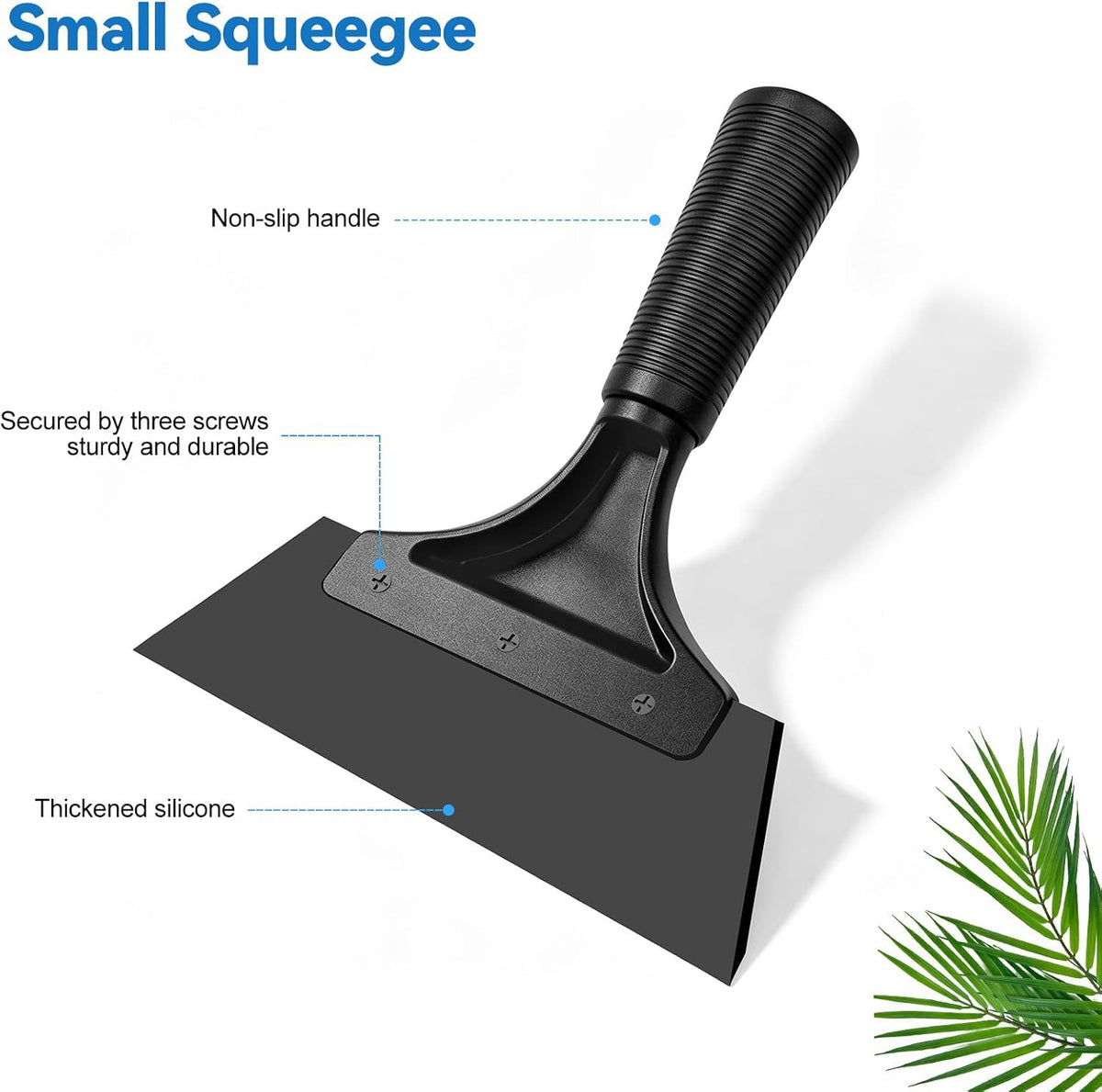 Small Squeegee, Window Tint Squeegee with Rubber Blade, Mini Squeegee with Non-Slip for Car, Shower Door, Mirror, Window, Black, 13 cm